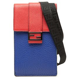 Portacellulare crossbody Fendi in pelle bicolore rossa