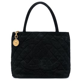 Borsa Tote Chanel Medallion in velluto nero