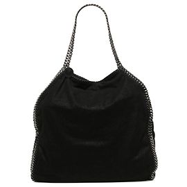 Stella Mc Cartney Stella McCartney Black Shaggy Deer Falabella Fold Over Satchel