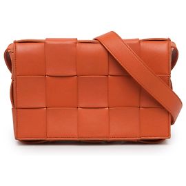 Bottega Veneta Borsa a tracolla Cassette Small in Nappa Intrecciato Arancione