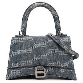 Bolso Hourglass Top Handle Balenciaga Blue Small BB Monogram Denim