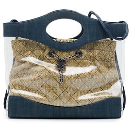 Borsa Tote Chanel 31 Shopping in PVC blu e denim