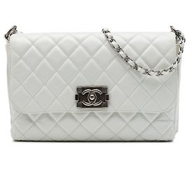 Chanel White Quilted Glazed Calfskin Soft Boy Flap