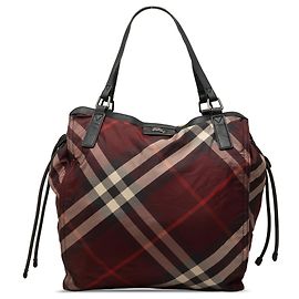 Borsa Tote Burberry Red Supernova Check Nylon Buckleigh