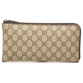 Pouch con zip Gucci Beige GG Supreme