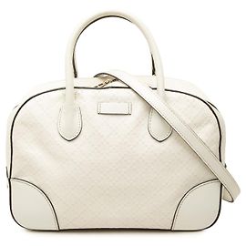 Borsa Satchel Gucci in vitello lucido bianco con diamanti
