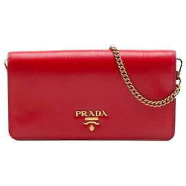 Clutch Prada Red Vitello Move con cadena