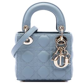 Dior Blue Micro Lambskin Cannage Lady Dior