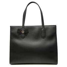 Tote Gucci Black GG Marmont in pelle di vitello con nastro