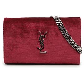 Autre Marque Saint Laurent Red Velvet Monogram Kate Wallet On Chain