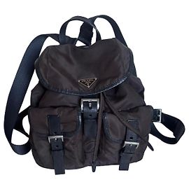 Prada Brown Nylon and Leather Backpack