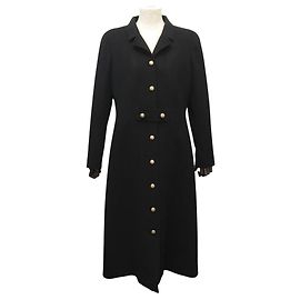 CAPPOTTO LUNGO CHANEL BOTTONI LOGO CC SOLE 44 L IN CASHMERE NERO