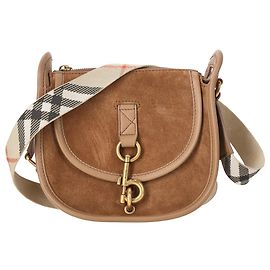 Borsa a tracolla Burberry Mini B Clip in camoscio marrone