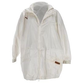Giacca antipioggia con cappuccio e zip Tod's in nylon bianco