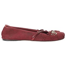 Bailarinas Mary Jane Gucci Horsebit Monogram en lona burgundy