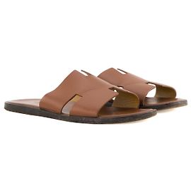 HERMÈS - Sandali Hermès Izmir in pelle liscia marrone (T43)