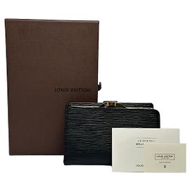 Portafoglio bifold Vintage Louis Vuitton in pelle Epi fine anni 1990 Nero