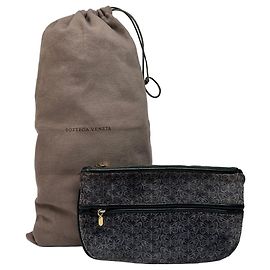 Pouch Vintage Bottega Veneta Butterfly in velluto Fine anni 1980s Grey Black