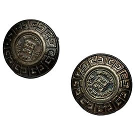 Pendientes de clip Vintage Givenchy Logo 4G Finales de los 1970 Silver Black