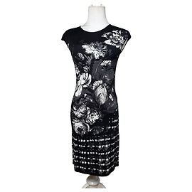 Ärmelloses Jacquard-Kleid Vintage Roberto Cavalli Schwarz Weiß L
