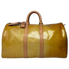 Vintage Louis Vuitton Monogram Monogram Vernis Keepall Bandoulière 55 c. 1998 Yellow