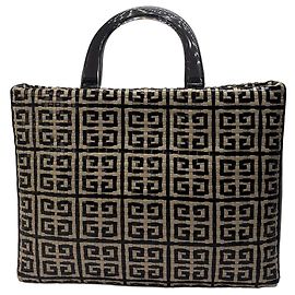 Vintage Givenchy 4G gewebte Canvas Handtasche Ende der 1990er Black Beige
