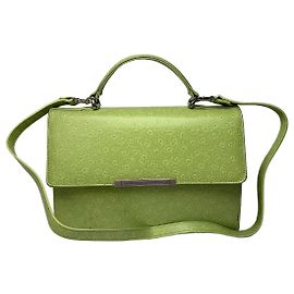 Autre Marque Borsa crossbody a patta in pelle goffrata Vintage Roberto Primi anni 2000 Verde chiaro