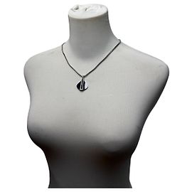 Collana con pendente Givenchy vintage fine anni 1970s Silver Black