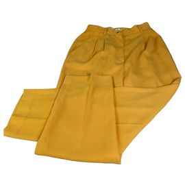 Calças Vintage Balenciaga em Poliéster Amarelas S