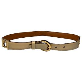 Vintage Salvatore Ferragamo Ledergürtel ca. Ende der 1980er Jahre Cream Tan Gold