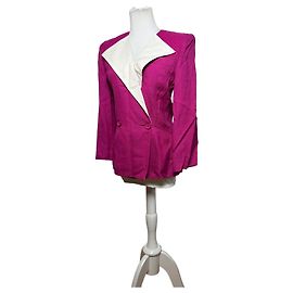 Vintage Dior Blazer aus Leinenmischung Fuchsia Ende 1980er–Anfang 1990er S