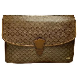 Céline Borsa a tracolla con patta Vintage Celine Macadam Fine anni 1980 Beige Brown