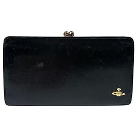 Portafoglio bifold Vintage Vivienne Westwood fine anni '90 Nero Oro