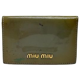 Vintage Miu Miu Patent Bifold Wallet Early 2000s Olive Burgundy
