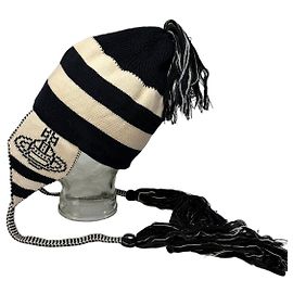 Cappello in maglia vintage Vivienne Westwood con paraorecchie Navy Cream