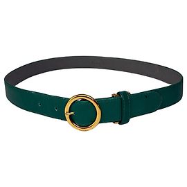 Cinturón Vintage Dior de cuero Hebilla dorada Finales de los años 1980 Teal