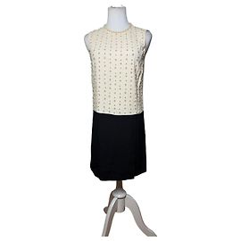 Abito strutturato Vintage Miu Miu con perline Cream Black S
