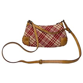 Borsa a tracolla vintage Burberry Plaid con patta Rosso Beige