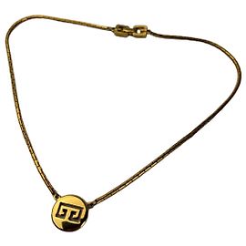 Vintage Givenchy Geometrisches GG Logo Collier Späte 1970er Gold
