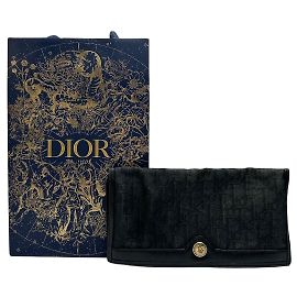 Portafoglio bifold Vintage Dior Oblique Canvas fine anni 1980 Black