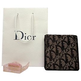 Portafoglio bifold Vintage Dior Oblique Jacquard fine anni 1970 Brown Beige