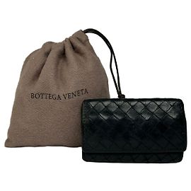 Vintage Bottega Veneta Intrecciato Woven Bifold Wallet Black