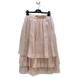 Falda plisada de seda Christian Dior Blush Pink Sz.40 de segunda mano
