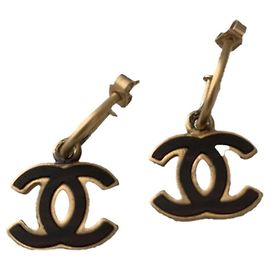 Chanel Orecchini CC in metallo dorato e nero