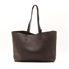 Autre Marque Saint Laurent Tote Bag aus Leder dunkelbraun