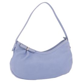 Salvatore Ferragamo Vala Shoulder Bag Leather Light Blue Silver
