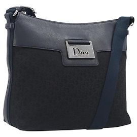 Christian Dior Trotter Canvas Street Chic Shoulder Bag Black Silver