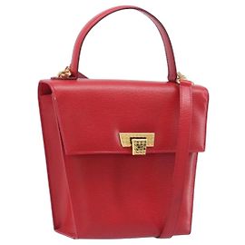 Christian Dior Hand Bag Leather 2way Red Gold