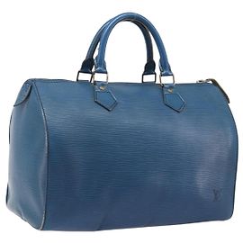 LOUIS VUITTON Epi Speedy 30 Hand Bag Toledo Blue M43005 LV