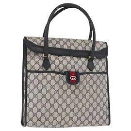 GUCCI GG Supreme Tote Bag PVC Navy Gold